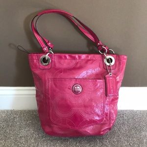 Pink COACH Alex Signature Tote Bag Purse